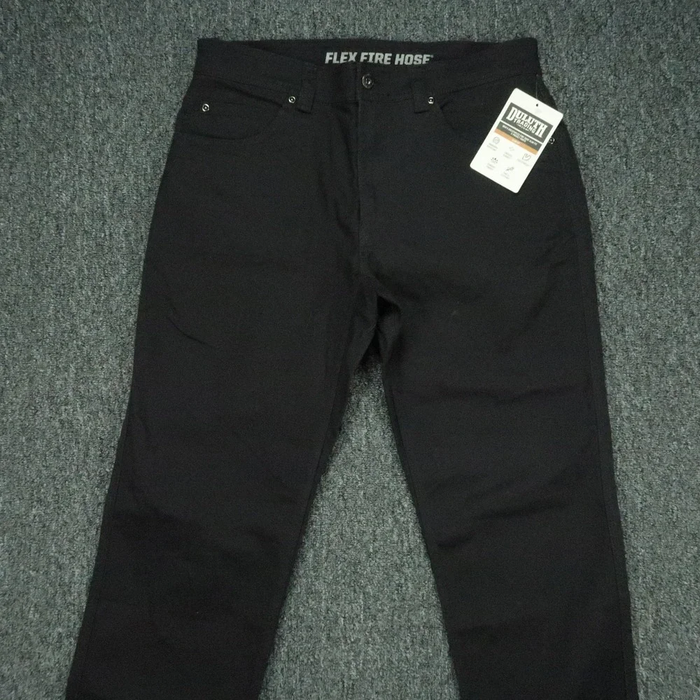 Duluth Pants Mens 32x32 Black DuluthFlex Fire Hose Slim Fit 5 Pocket Trouser